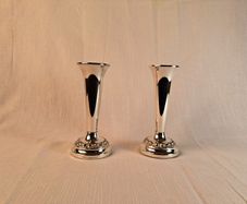 Pair of vintage silver plated trumpet bud vases