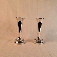 Pair of vintage silver plated trumpet bud vases