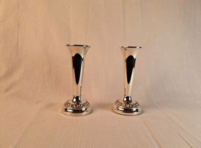 Pair of vintage silver plated trumpet bud vases