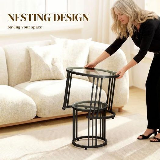 Round Nesting Coffee Tables Set of 2
