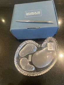 Waterford marquis Crystal sandpit with metal pen