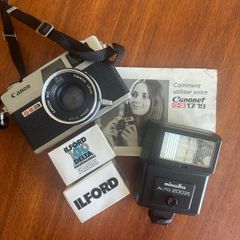 Canon Canonet G-III QL17 35mm Rangefinder Bundle + Flash, Manual & Ilford Film