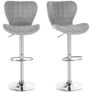 2 Pieces Bar Stools Adjustable Height Counter Chair with/ Footrest for Home Pub, Grey Image 3