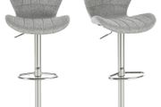 2 Pieces Bar Stools Adjustable Height Counter Chair with/ Footrest for Home Pub, Grey