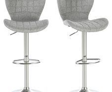 2 Pieces Bar Stools Adjustable Height Counter Chair with/ Footrest for Home Pub, Grey