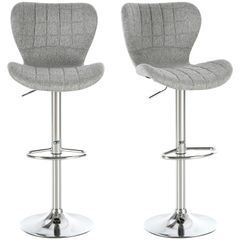 2 Pieces Bar Stools Adjustable Height Counter Chair with/ Footrest for Home Pub, Grey