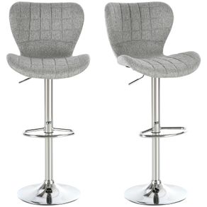 2 Pieces Bar Stools Adjustable Height Counter Chair with/ Footrest for Home Pub, Grey