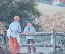 Walter Williams Picture in Frame (1835-1906) Harvesters English Country Landscape