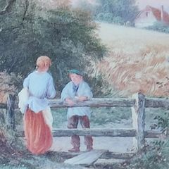 Walter Williams Picture in Frame (1835-1906) Harvesters English Country Landscape