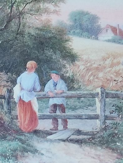 Walter Williams Picture in Frame (1835-1906) Harvesters English Country Landscape