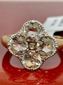 Sterlin silver ring with Morganites and Diamonds