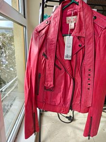 Pink Leather Jacket for Women UK14
