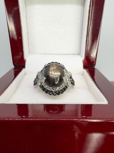 Silver Chantaburi Black Star Sapphire Cocktail Ring