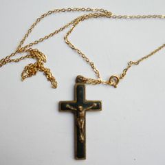 Vintage Crucifix Pendant Gold Plated Necklace