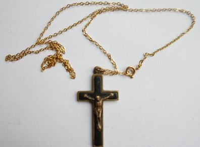 Vintage Crucifix Pendant Gold Plated Necklace
