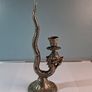Antique White Metal Dragon Candlestick Image 2