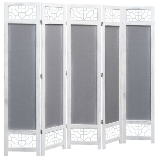 5-Panel Room Divider Grey 175x165 cm Fabric