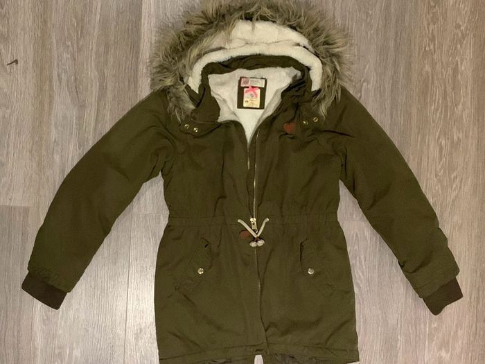 Next Khaki Girls Winter Coat: 9-10yrs - Reduced As New Zip Needed