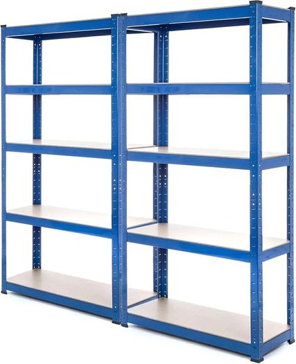 2 Bay Heavy Duty Steel Shelving Garage Racking Unit 150kg per shelf (5 Levels 1500mm H x 750mm W x 300mm D)