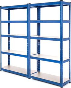2 Bay Heavy Duty Steel Shelving Garage Racking Unit 150kg per shelf (5 Levels 1500mm H x 750mm W x 300mm D)