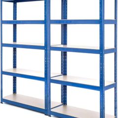 2 Bay Heavy Duty Steel Shelving Garage Racking Unit 150kg per shelf (5 Levels 1500mm H x 750mm W x 300mm D)