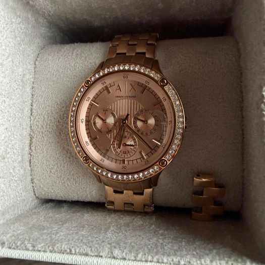 Armani Exchange  Rose Gold Crystal Ladies Watch