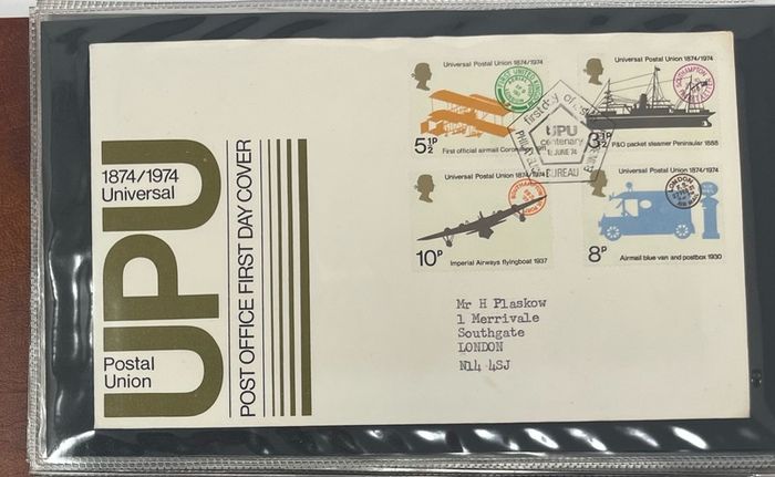 Collection of 38 Stamp First Day Covers, 1872-75 housed in Royal Mail small album with good range and including definitive values plus regionals. 38 images of contents
