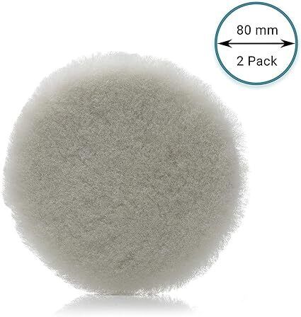 Glass Polish 16010 PRO-Line Natural Long Pile Wool Pad - 80mm - Pack of 2 Pads