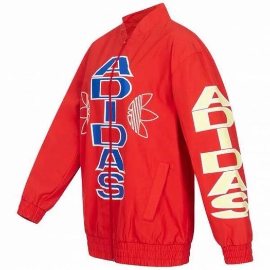 Adidas Originals Red Logo Windbreaker Jacket Size 10 Trefoil Graphic Jacket New with tags Unisex