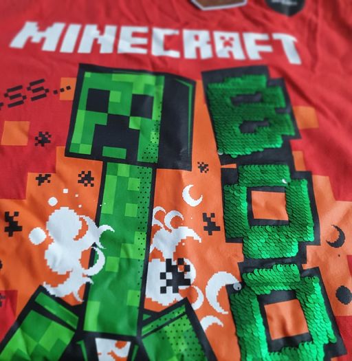 New Tags Minecraft  Tshirt Fantastic Reverse Sequin Boy/girl  Age 12/13 Yrs