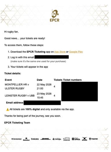 x2 Champions & Challenge Cup Category 1 Tickets