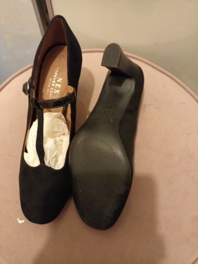 Next black suede T bar shoes
