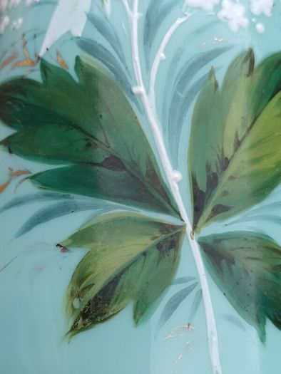 Art Deco Green Opaline Glass Vase..12.5 Inches