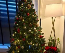 7ft Artificial Christmas tree with baubles and warm lights