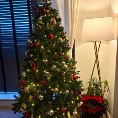 7ft Artificial Christmas tree with baubles and warm lights