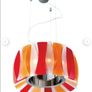 Chandelier. / Coloured glass shade.  red,white & orange Image 2