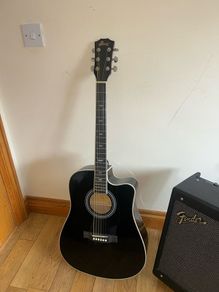 Black Cutaway Acoustic Guitar | Perfect for Beginners!