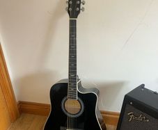 Black Cutaway Acoustic Guitar | Perfect for Beginners!
