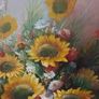 Vintage Oil Painting Of Sunflowers In A Vase Image 2