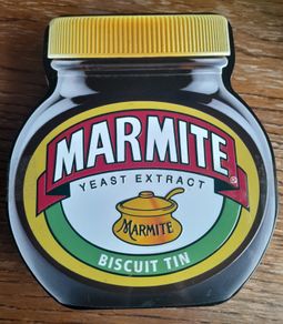 Marmite biscuit tin