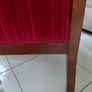 Antique French armchair crimson red striped velvet upholstery Image 5