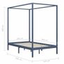 Canopy Bed Frame Grey Solid Pine Wood 140x200 cm Image 6