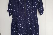 Navy polka dot Bravissimo V-neck, viscose dress, Size 16