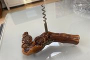 Burl wood French corkscrew with original sticker