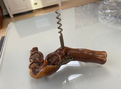 Burl wood French corkscrew with original sticker
