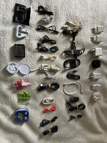 charger cables, plugs and headphones