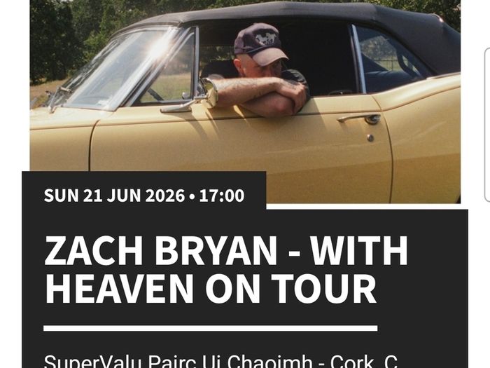 Zach Bryan tickets x 2 Cork 21st June