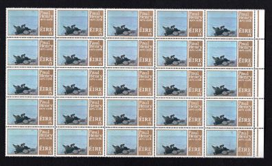 1976 Ireland Contemporary Irish Art Painting by Paul Henry Commemorative Stamp Marginal Block of 25 Mint Never Hinged (MNH)
