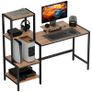 Computer Desk with Monitor Stand, Desk with 4-Tier Shelf, Industrial Design, Brown Image 5
