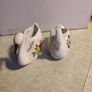 Set of Two Pretty Vintage Style Floral Decorative Bone China Swan Ornaments Image 2